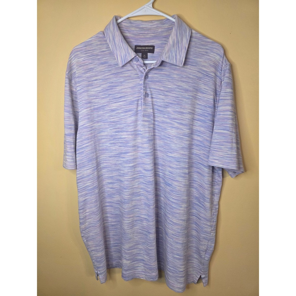 Johnston & Murphy Mens XL Polo Shirt Purple Blue Space Dye Short Sleeve Golf Tee